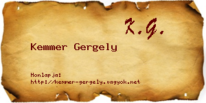Kemmer Gergely névjegykártya